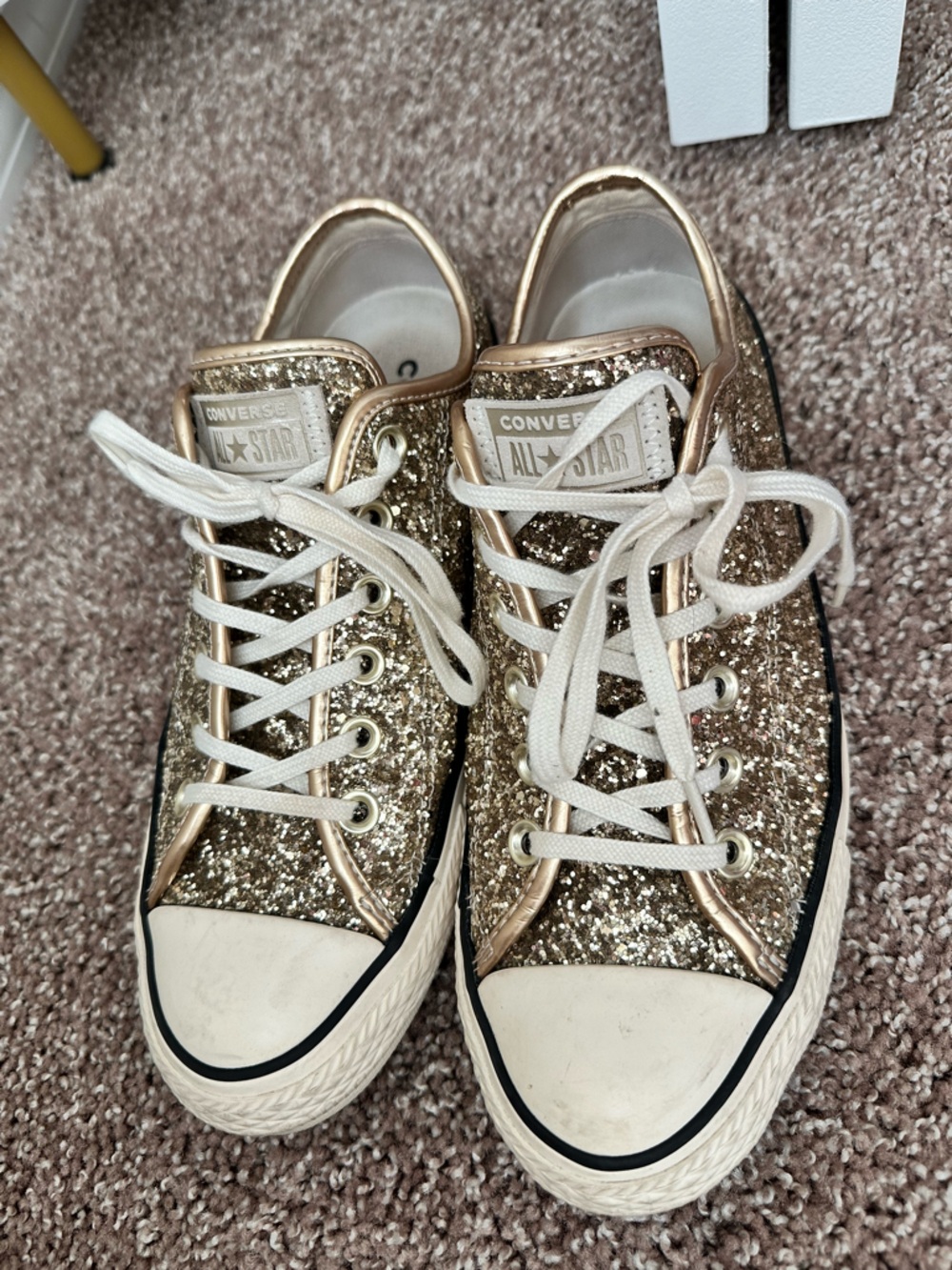 Converse Glitter Low Top Sneakers - Gold and White